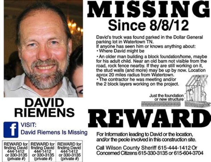 Missing: Disappeared David Riemens Update- Body Found Death News & Autopsy Results